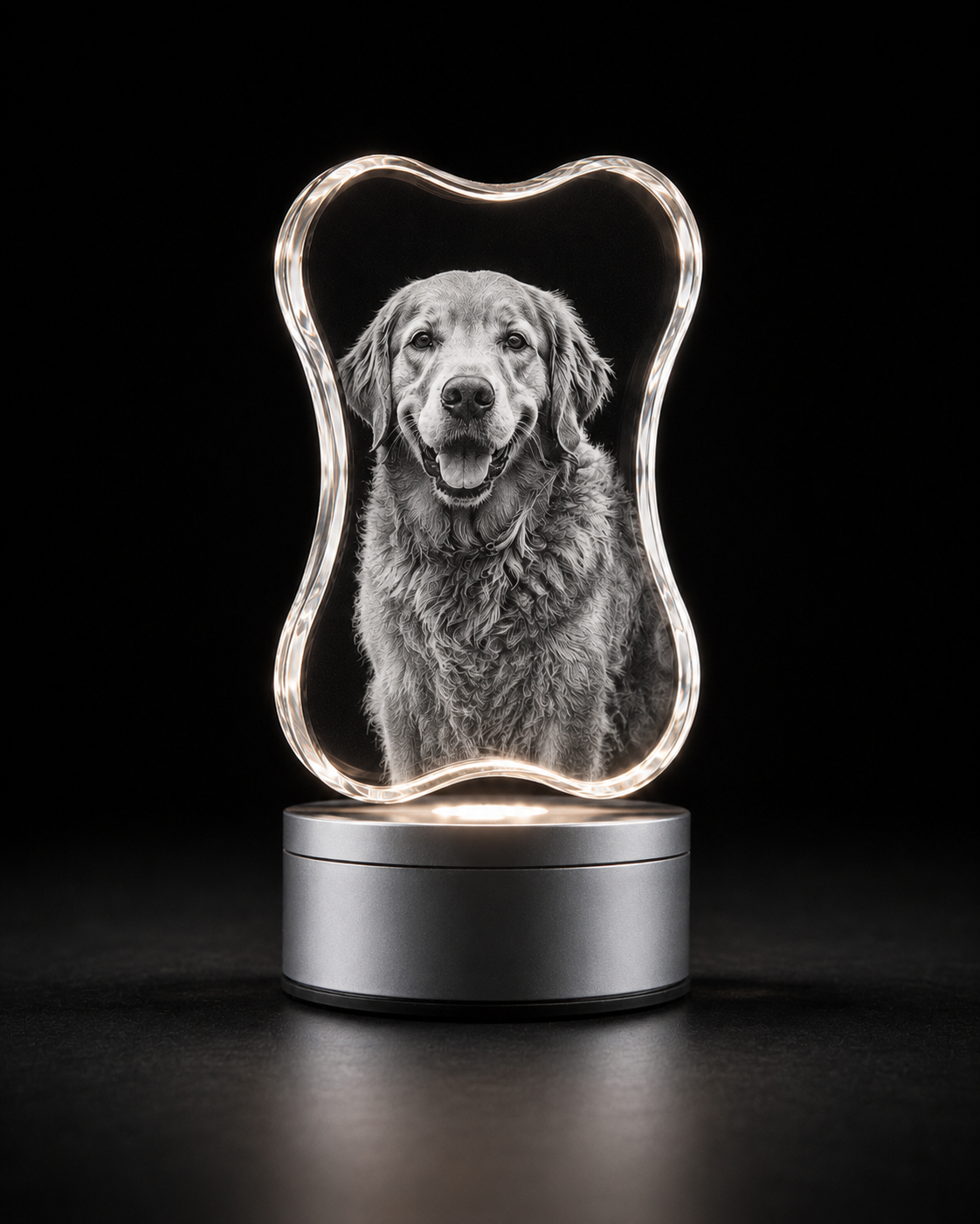 Pet memorial crystal engraving with heart