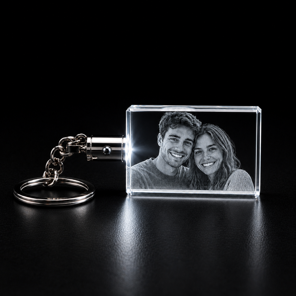 Horizontal Keychain 3D crystal engraving shape from Heenan Specialist Engraving